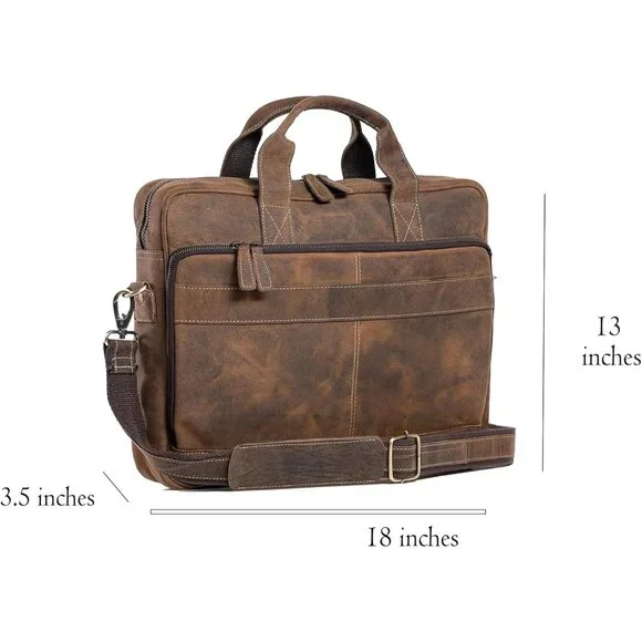 Leather briefcase 18 Inch Laptop Messenger Bags for Men and Women Best Office br
